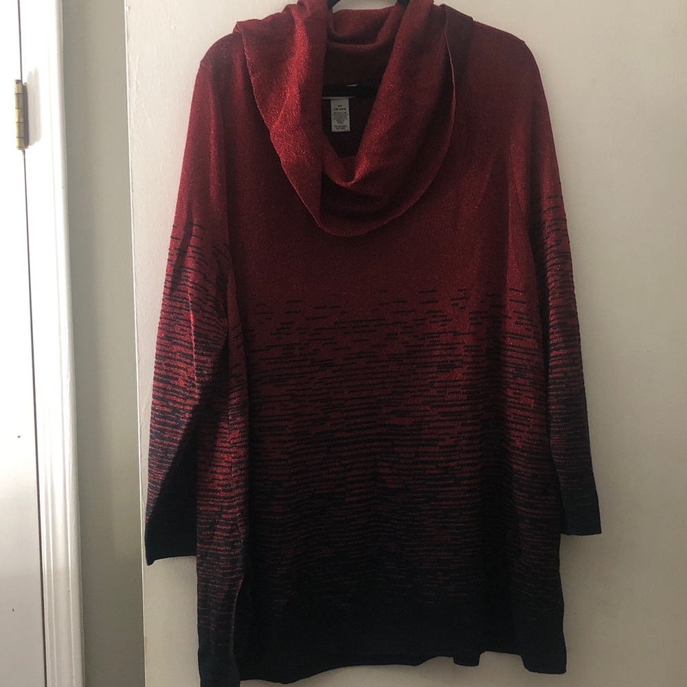 Catherines Red to Black Ombre Cowl Neck Sweater